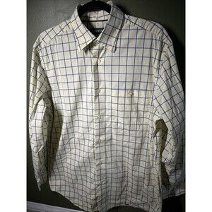Orvis Men’s Blue Yellow  Plaid BDC Long Sleeve Cotton Nylon Shirt Medium